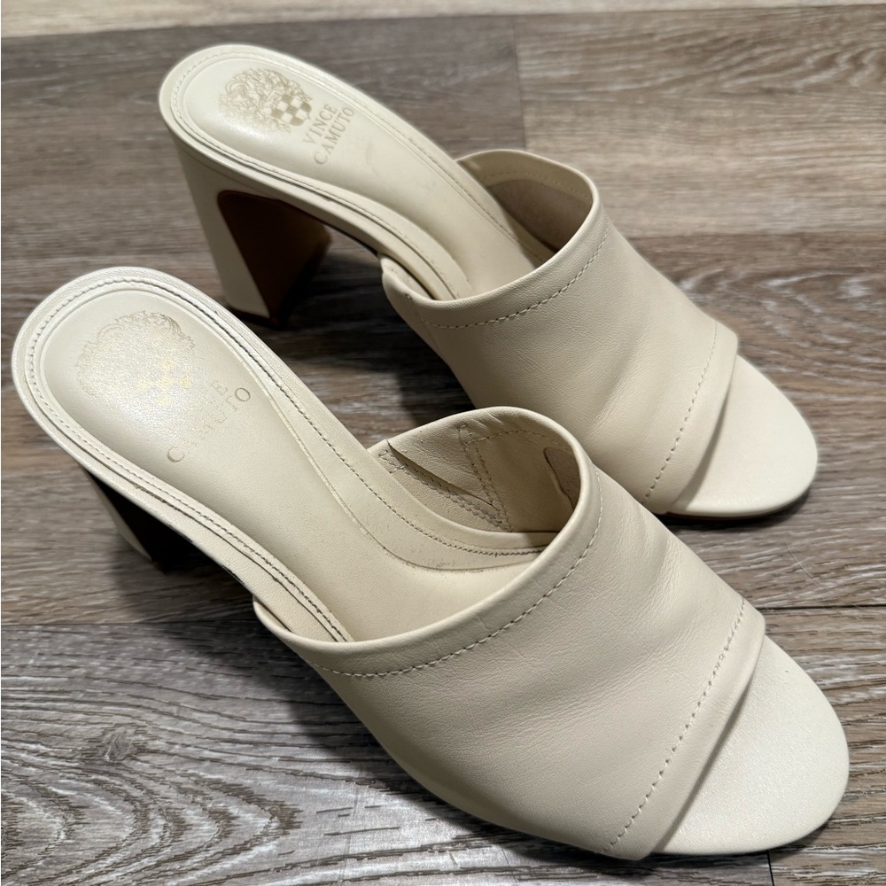 Vince Camuto Alyyssa Beige Women's Heeled Mules size 6.5
